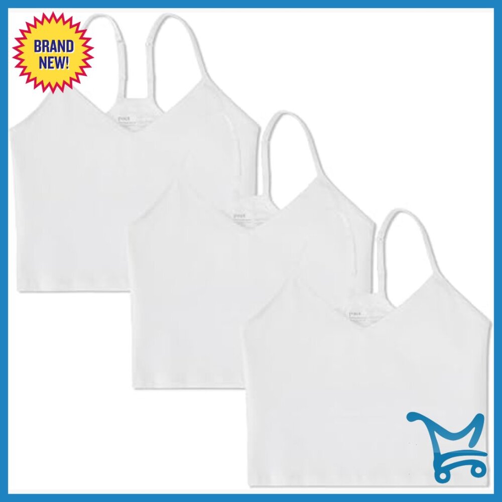 Organic Cotton Shelf Bra Cropped Camisole 3-Pack Adjustable Straps